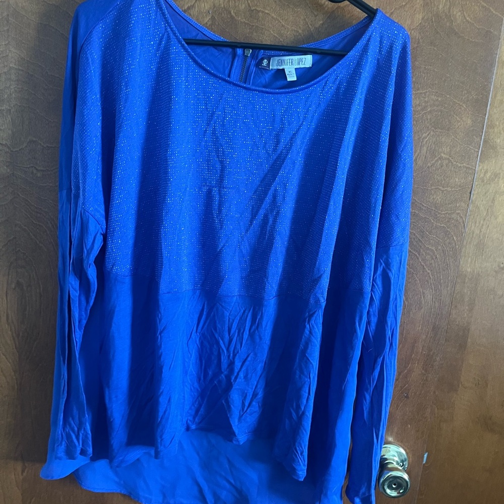 blue long sleeve blouse